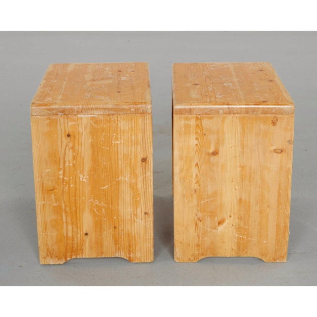 1970s Charlotte Perriand for Les Arcs 1600, Attributed Pair of Carved Pine Stools, 1960s For Sale - Image 5 of 13