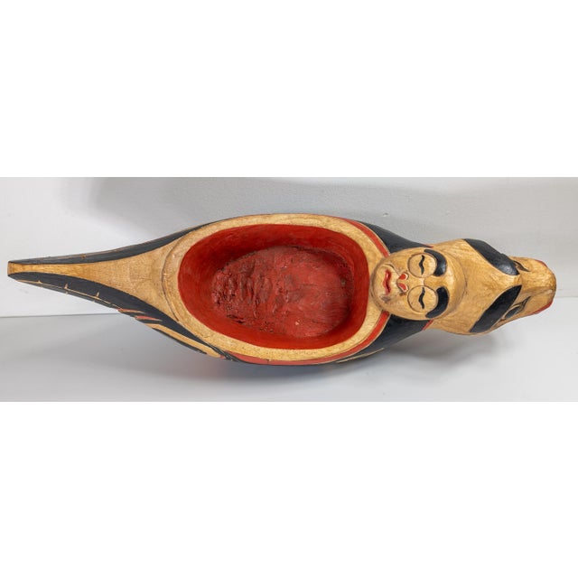 Late 20th Century Northwest Coast Native American Style Carved Wood Feast Bowl For Sale - Image 9 of 13