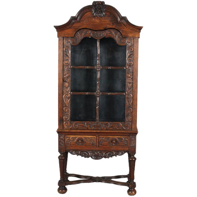 19 Century Baroque Showcase in Oak, 1800s For Sale