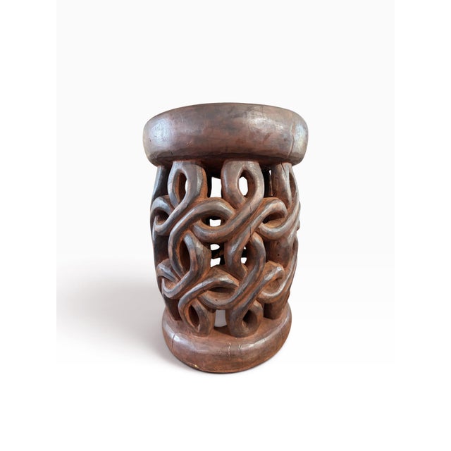 Vintage Tribal Nobility Bamileke Spiral Stool/ Side Table Cameroon 16" H For Sale - Image 4 of 10