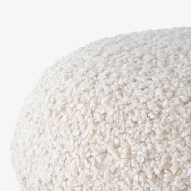 Wood Wooly Ottoman in Natural Faux Lambswool & Maple by Object Refinery For Sale - Image 7 of 8