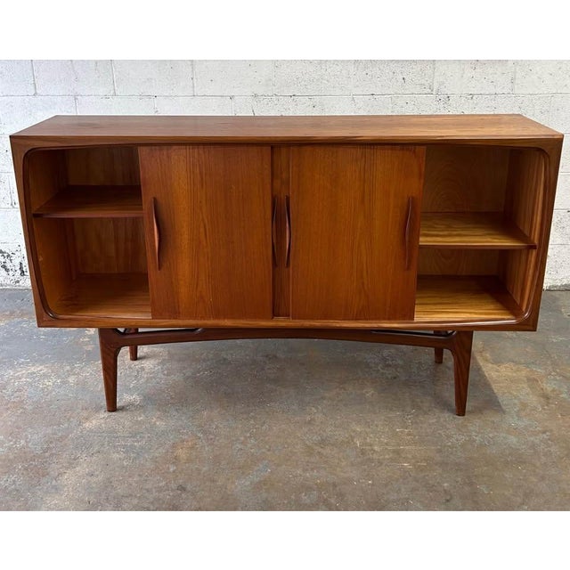Mid-Century Modern Danish Teak Mid Century Modern Sideboard by Aerthoj Jensen & Tage Molholm C. 1960s 4 Sliding Doors, Atrributed For Sale - Image 3 of 10