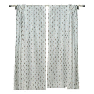 Semi-Sheer Colored Linen Curtain Light Filtering Window Panel With Block Print Design Size-54"x120"- Darpan For Sale