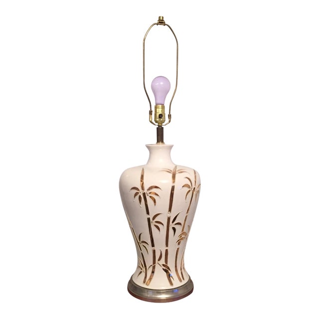 Late 20th Century Hollywood Palm Regency Faux Bamboo Lamp For Sale