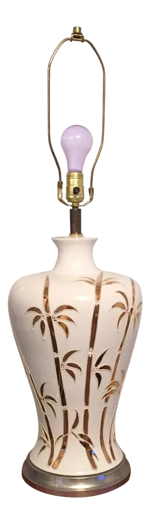 Late 20th Century Hollywood Palm Regency Faux Bamboo Lamp