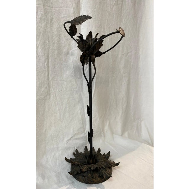 Vintage Metal Floral Candle Holder For Sale In New York - Image 6 of 10