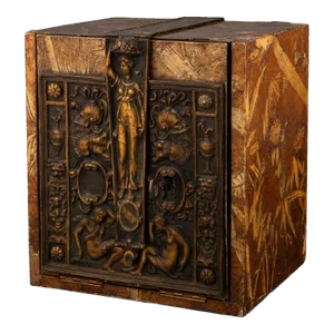 Rare & Important Medieval Italian Bronze Lockplate Mounted Strong Box Jewelry Casket - Jacopo & Lodovico Del Duca, l'Puplet