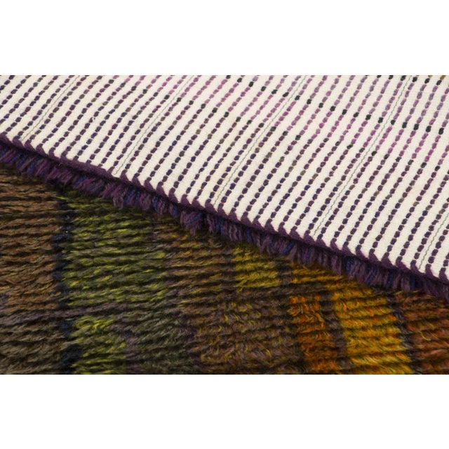 Textile Vintage Swedish Rya Wool Rug in Striped Design by Rug & Kilim, 1950-1959 For Sale - Image 7 of 9