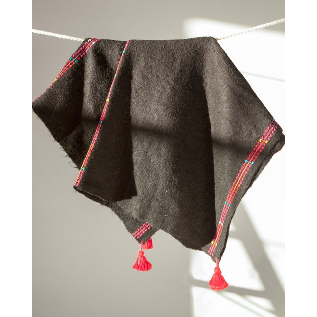 Chamula Wool Throw - Black For Sale - Image 4 of 4