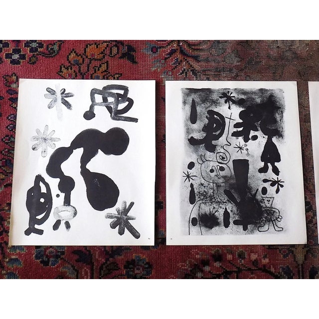 This set of three (3) lithographs (offset) by the world famous Spanish modernist Joan Miro (Spain, France 1893-1983)...