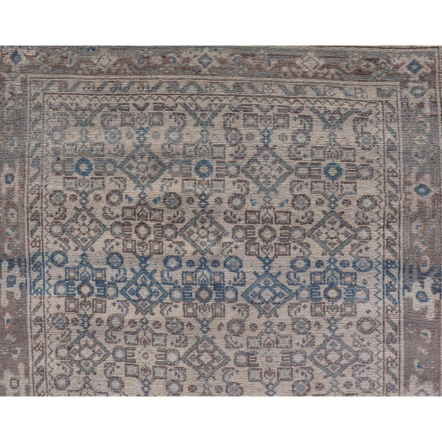 Vintage Persian Hamadan Runner in Blue, Ivory, and Brown 3'7 X 9'8 For Sale In Atlanta - Image 6 of 8