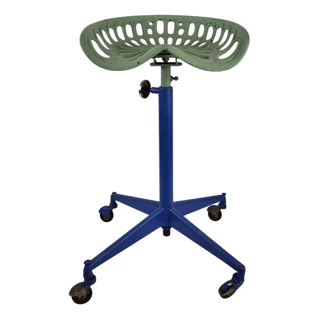 High Cast Iron Tractor Stool, 1950s For Sale