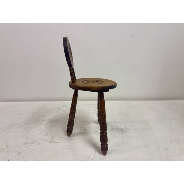 Brown French Carved Oak Chair in the style of Charles Dudouyt, 1950s For Sale - Image 8 of 15