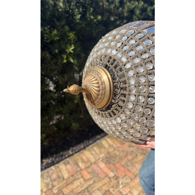 Early 21st Century Monumental Hollywood Regency Crystal & Bronze Beaded Chandelier For Sale - Image 5 of 8