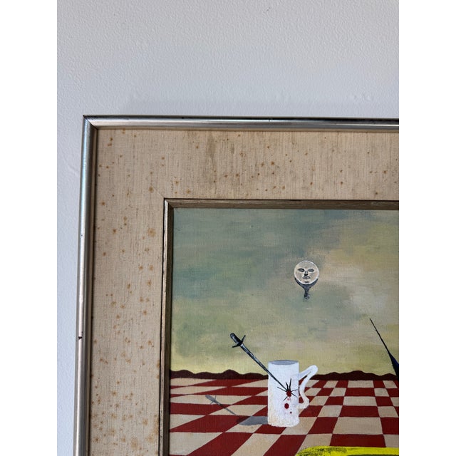 1977 E. J. Troy Surrealist-Style Oil on Canvas Painting, Framed/ Sold For Sale In Miami - Image 6 of 11