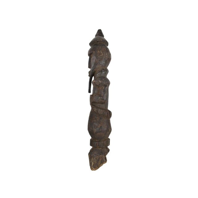 African Early 20th Century Teke Standing Figural Wood Post For Sale - Image 3 of 5