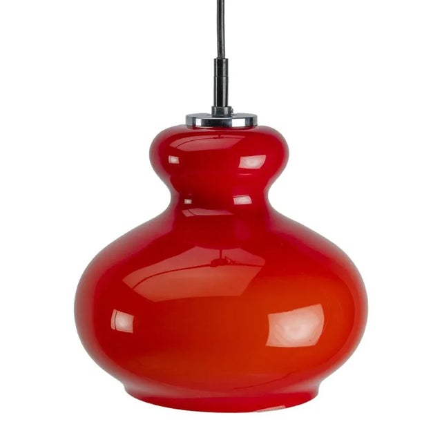 Red 'Onion' Peil & Putzler Pendant Lamp with scratch 26cm x 26cm x 25cm This piece has an attribution mark, I am sure that...