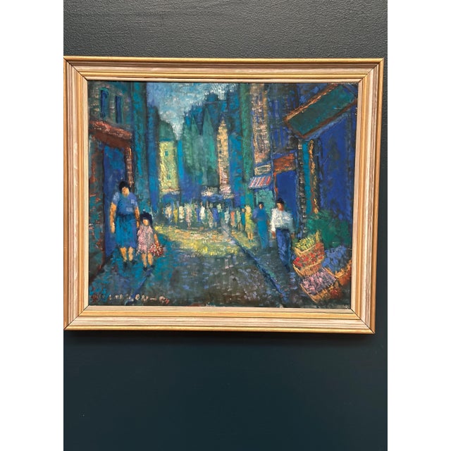 Olle Larsson, City Street at Night, 1964, Oil on Canvas For Sale - Image 14 of 18