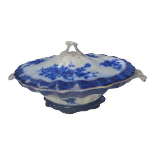 Flo Blue Antique Porcelain Victor Serving Bowl For Sale