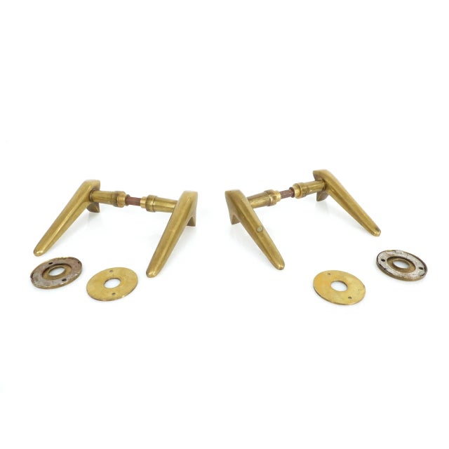 1950s Modernist Brass Door Handles, 1950s-1960s, Set of 2 For Sale - Image 5 of 8