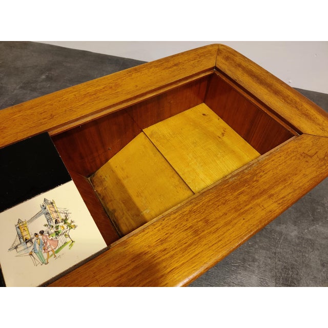 Brown Vintage Hidden Bar Coffee Table attributed to Alfred Hendrickx for Belfom, 1950s For Sale - Image 8 of 10
