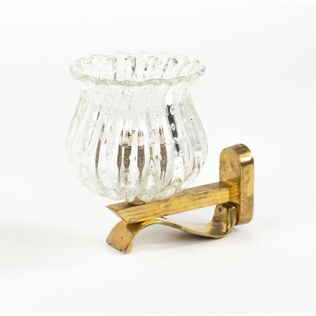 Mid-Century Sconces in Glass and Brass in the style of Barovier and Toso, Italy, 1960s, Set of 2 For Sale - Image 13 of 17