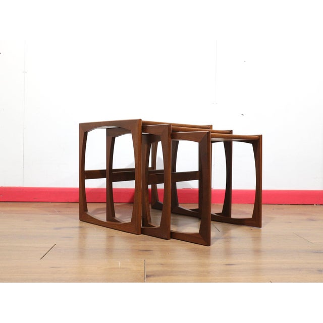 Set of 3 nesting tables in the classic style by G-Plan are part of the quadrille range, showcasing timeless Mid Century...