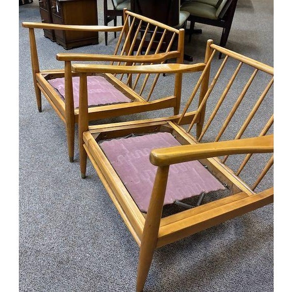 Fantastic Pair of Mid Century Modern Teak Frame & Cushioned Lounge Chairs c.1960 For Sale In San Francisco - Image 6 of 14