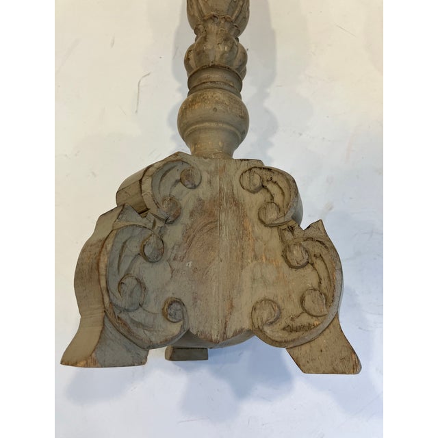 Pair of Carved Wood Candlesticks For Sale In Boston - Image 6 of 8