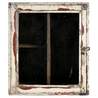 Cubic Display Case in Patinated Wood For Sale