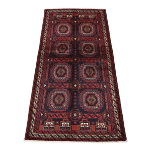 Baloch Rug 3’3” X 6’3” Blue Wool Vintage Tribal Hand-Knotted Carpet