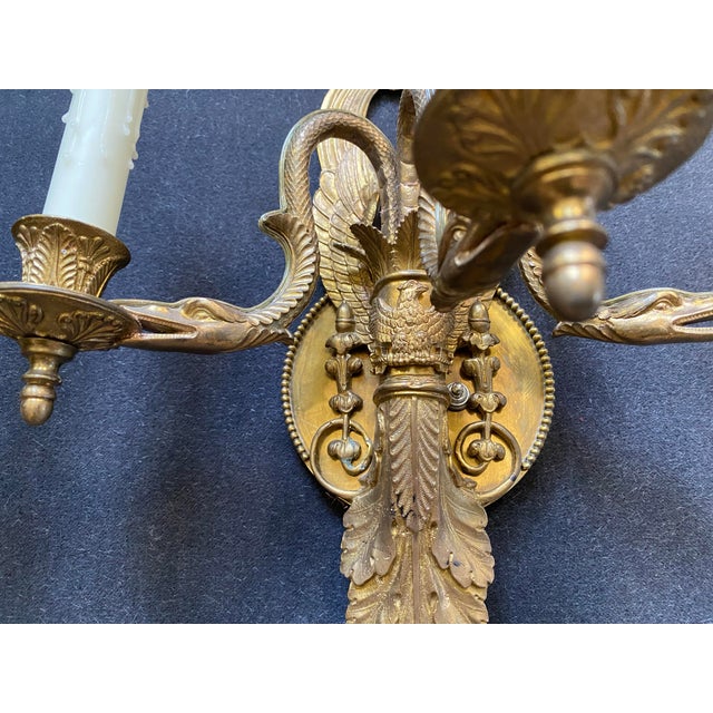 Pair of Early 20th Century Matching Serpent Brass Wall Sconces For Sale - Image 4 of 11