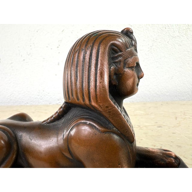 American Early 20th Century Copper Sphinx Sculptures / Pair For Sale - Image 3 of 12