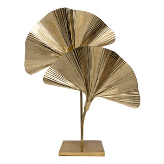 Italian Brass Ginkgo Table Lamp, 2000 For Sale