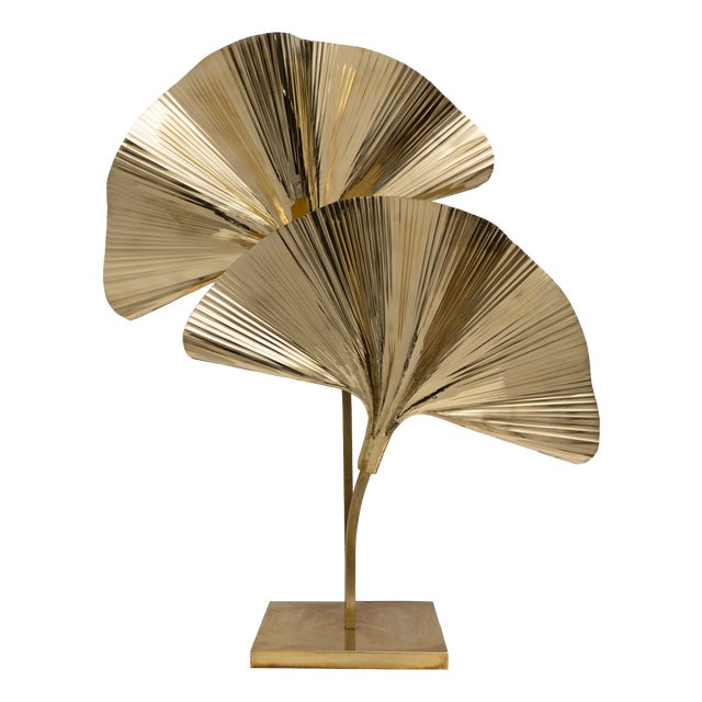 Italian Brass Ginkgo Table Lamp, 2000 For Sale