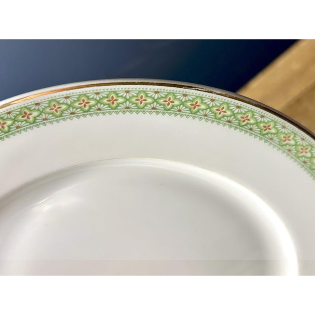 Ceramic Antique French Limoges, T&v, Green & Gold Dinner Plates - Set of 6 For Sale - Image 7 of 10