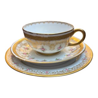Jean Pouyat Limoges Teacup, Saucer, Dessert Plate Circa 1902-1924 For Sale