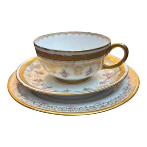 Jean Pouyat Limoges Teacup, Saucer, Dessert Plate Circa 1902-1924