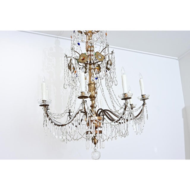 Brass Italian 18th Century Massive Giltwood and Crystal Chandelier For Sale - Image 8 of 18
