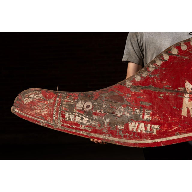 Antique "Peerless Shoe Repair" Double-Sided Painted Wooden Sign For Sale - Image 9 of 10