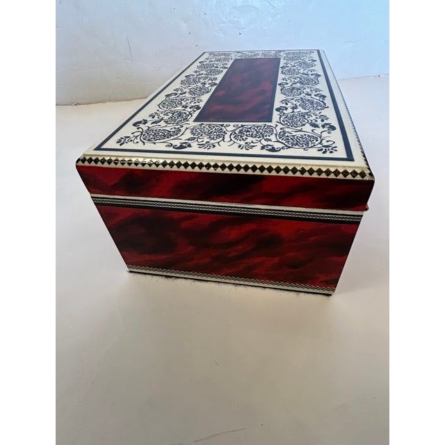 One of a Kind Artist Painted Decorative Red Faux Tortoise Box For Sale - Image 15 of 15