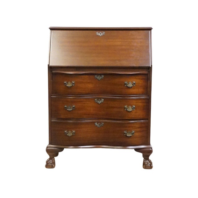 Lammert's Furniture Solid Mahogany Traditional Style 31" Serpentine Front Secretary Desk For Sale - Image 11 of 14