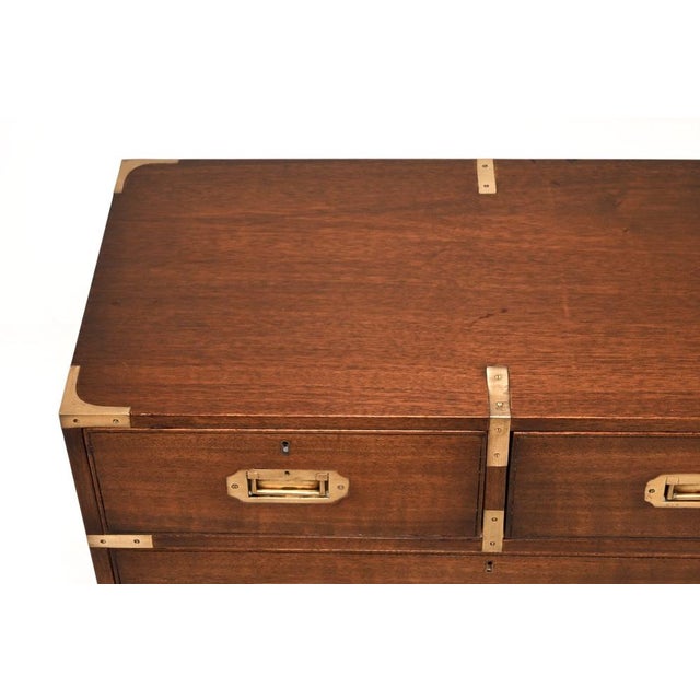 Wood Antique Military Campaign Chest of Drawers, 1930s For Sale - Image 7 of 11