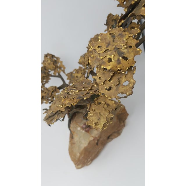 Japanese Curtis Jere Style Bronze Tree on Quartz For Sale - Image 3 of 5