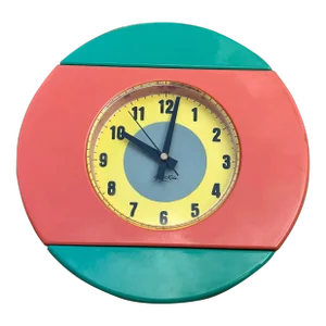 Vintage Street Kids Quartz Plastic Wall Clock Color Block Y2k Memphis Style
