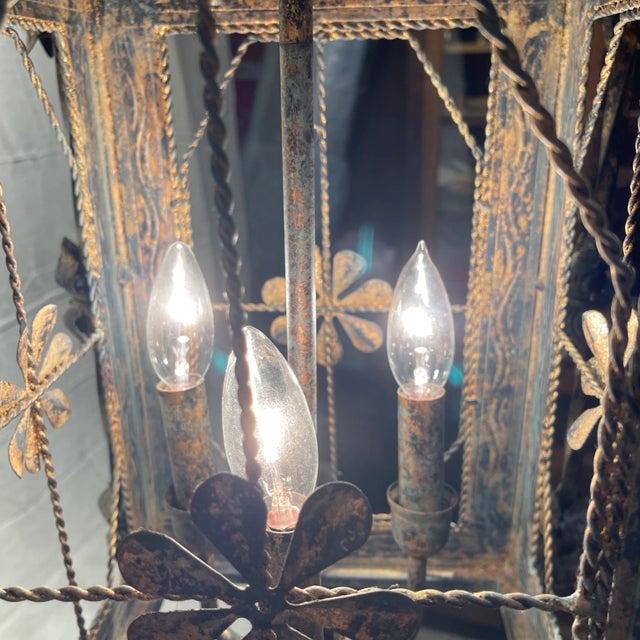 Gilt Accented French Iron Lantern For Sale - Image 4 of 6