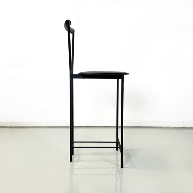 Italian Modern High Stool in Black Metal and Rubber, 1980s For Sale - Image 3 of 15