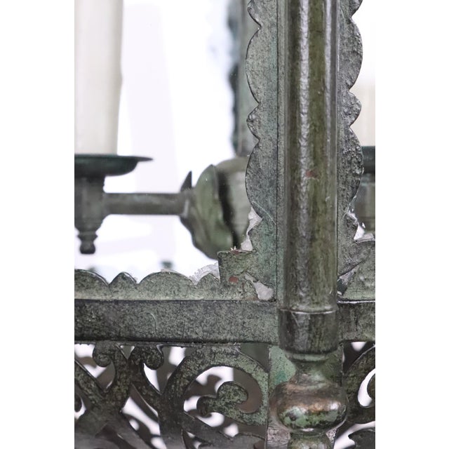 Restored Antique French Wrought Iron Exterior Lantern Pendant Light For Sale - Image 12 of 16