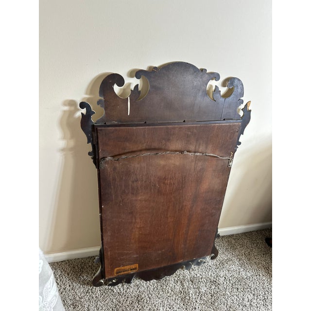 Vintage Oxford Mfg. Carved Wood Wall Mirror With Aged Glass For Sale - Image 9 of 9