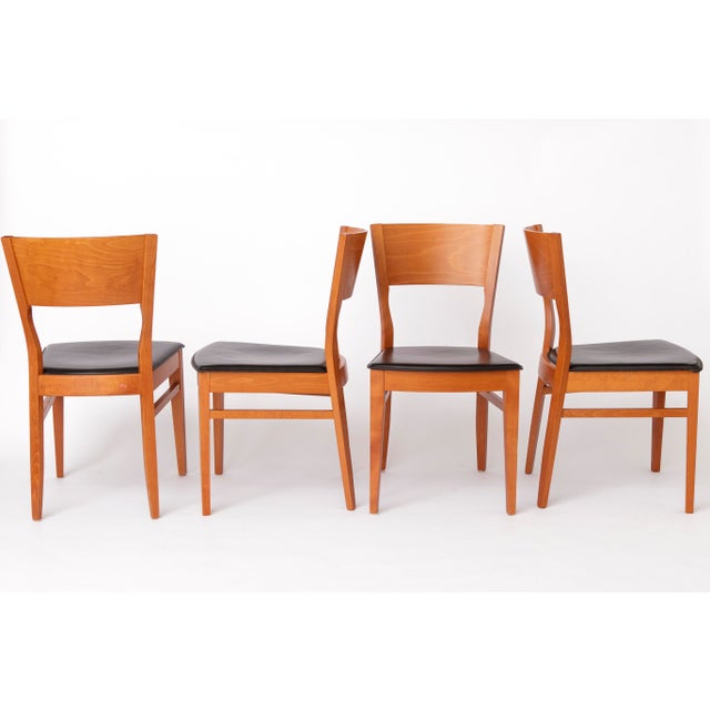 1980s Italian Elm and Black Faux Leather Chairs from Dal1923, 1980s, Set of 4 For Sale - Image 5 of 11